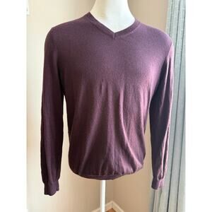 Joseph Abboud Extra Fine Merino Wool Burgundy V Neck Mens Size L